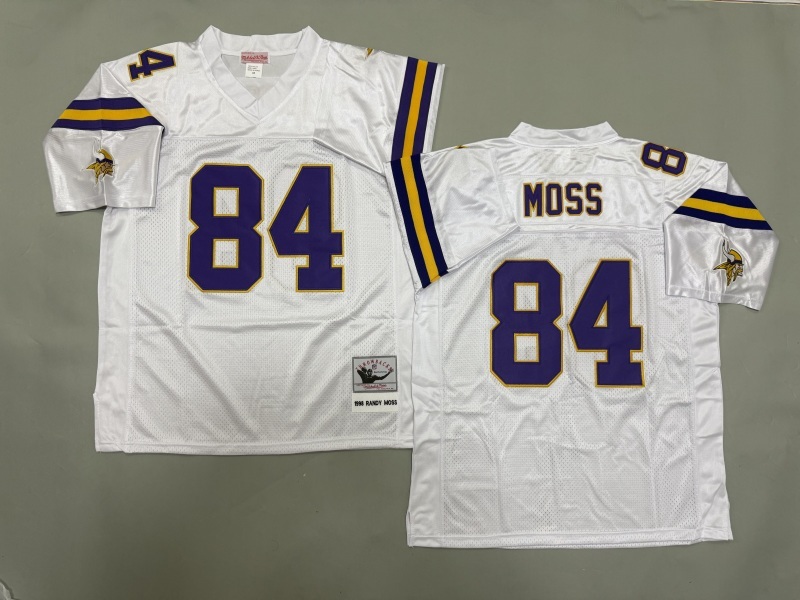 Men 2025 Minnesota Vikings #84 Moss white Throwback Limited NFL Jersey style 002